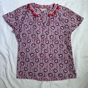 EUC Boden Top with Pom Pom Trim US 8